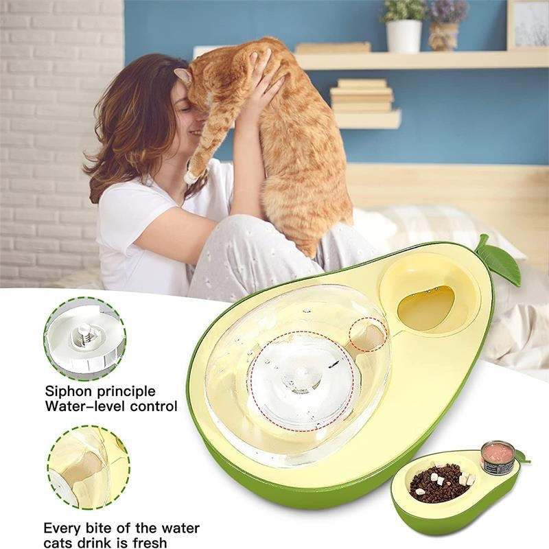 Playful Avocado Pet Bowl – Automatic Water & Food Feeder