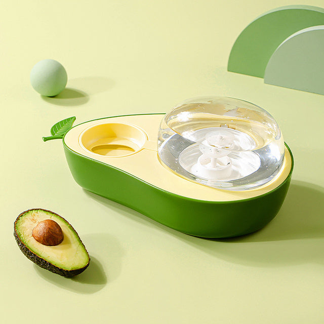 Playful Avocado Pet Bowl – Automatic Water & Food Feeder
