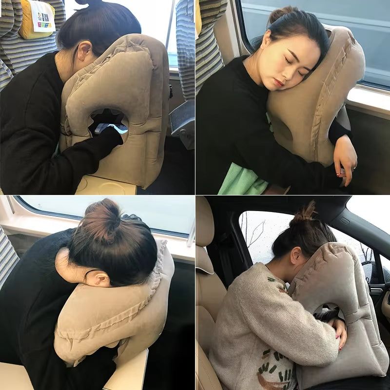 Ultimate Comfort Travel Pillow: Inflatable Air Cushion for Support While Flying, Driving, or at the Office
