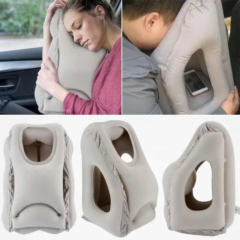 Ultimate Comfort Travel Pillow: Inflatable Air Cushion for Support While Flying, Driving, or at the Office